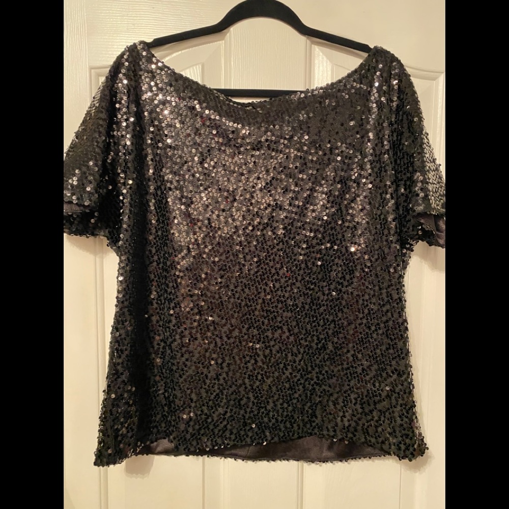 Black Sequin off the shoulder top